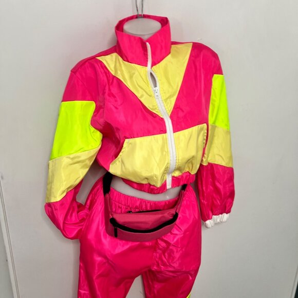 80 Colorblock Windbreaker Set Joggers Pants Set Women Size Medium - Picture 4 of 16